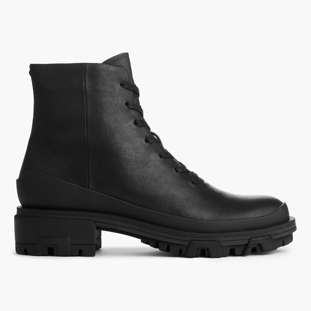 $600 RAG & BONE SHILOH LEATHER HIKER MOTO COMBAT BOOT BLACK 37.5 (PA5)